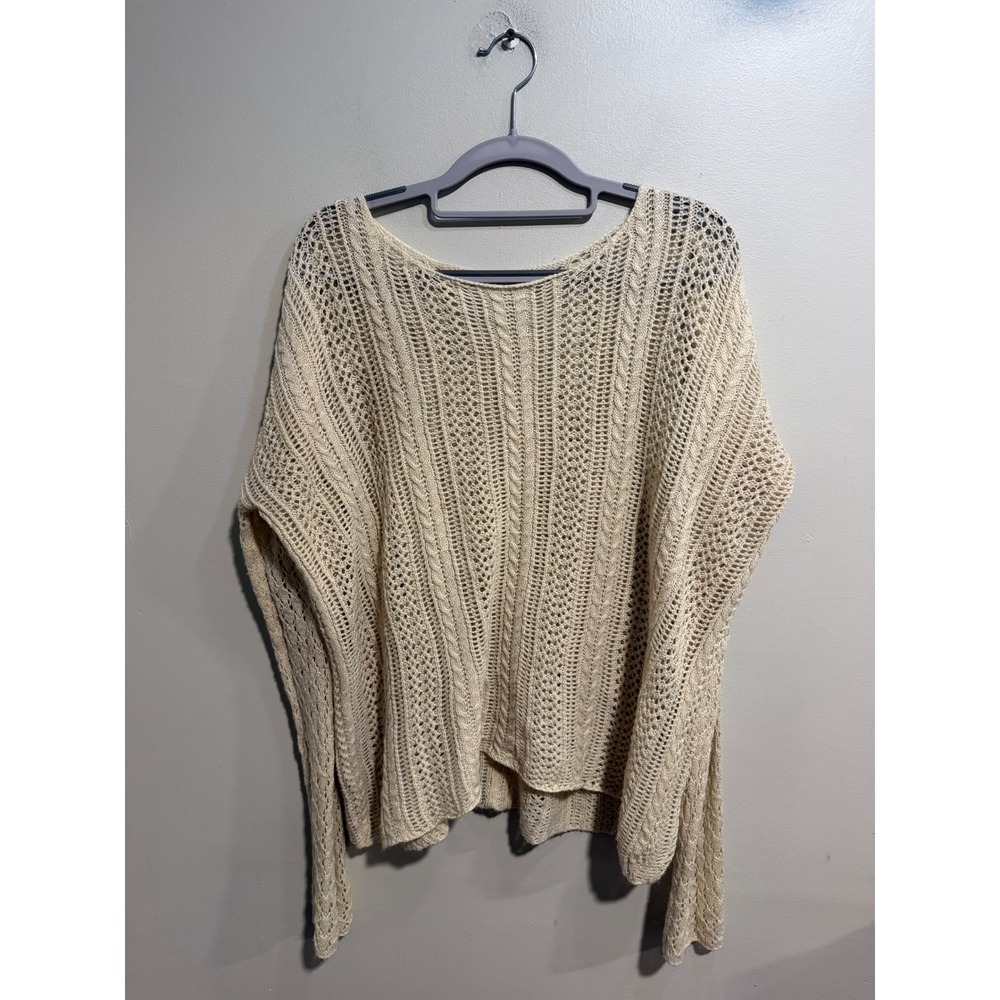 Sabrina Lauren New York Cream Open Knit Cable Sweater Womens XL 3052